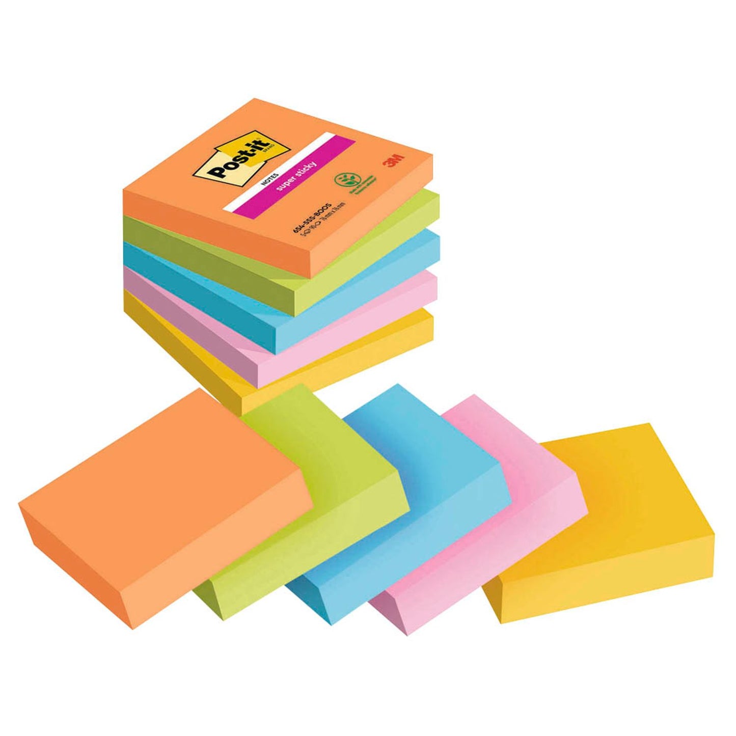 Post-it® Boost Haftnotizen extrastark farbsortiert, 5 Blöcke | 7100258933 | 1 Pack = 5 Blöcke