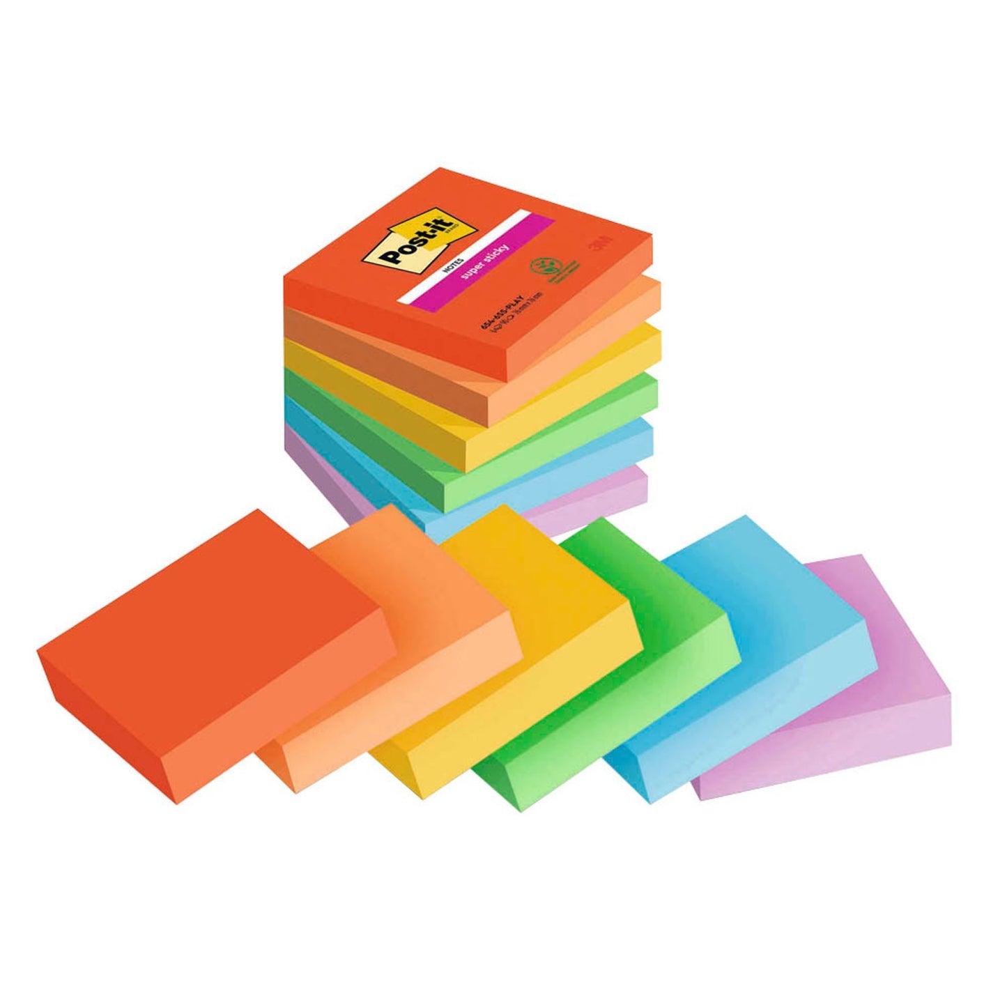 Post-it® Playful Haftnotizen extrastark farbsortiert, 6 Blöcke | 7100258795 | 1 Pack = 6 Blöcke