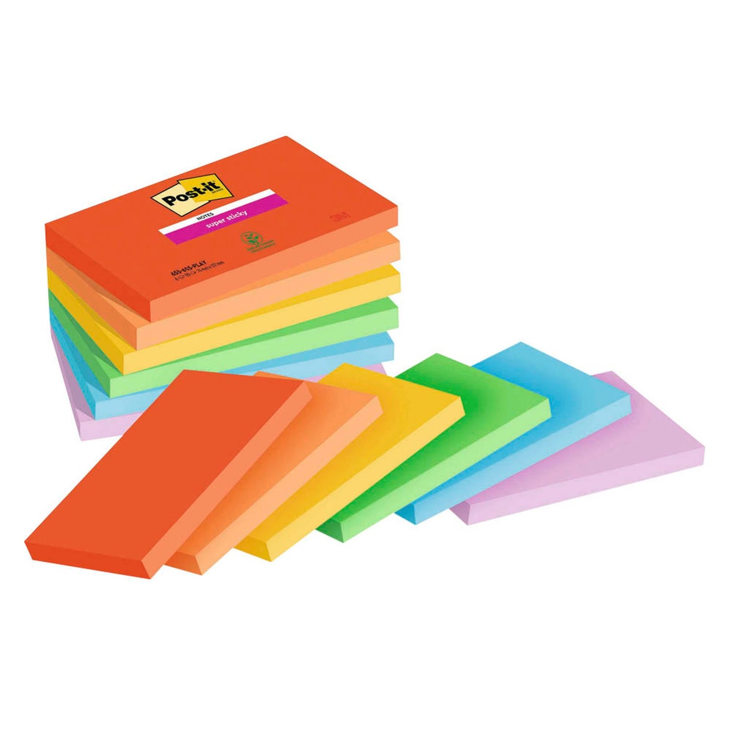 Post-it® Playful Haftnotizen extrastark farbsortiert, 6 Blöcke | 7100258796 | 1 Pack = 6 Blöcke