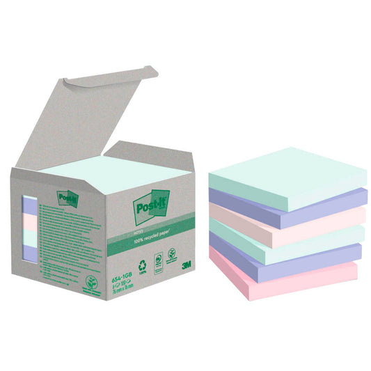 Post-it® Recycling Notes Rainbow Haftnotizen farbsortiert, 6 Blöcke | 7100259123 | 1 Pack = 6 Blöcke