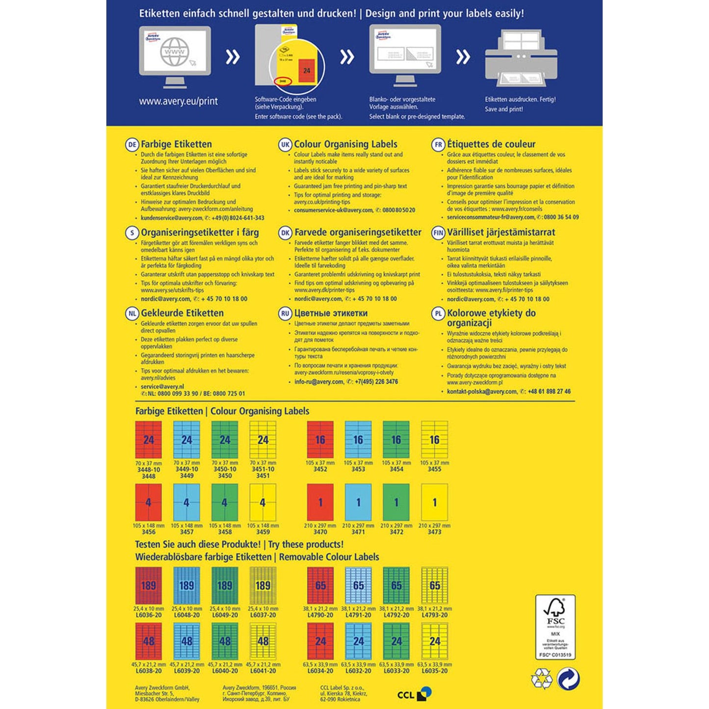 AVERY Zweckform Etiketten grün 210,0 x 297,0 mm | 3472 | 1 Pack = 100 Blatt