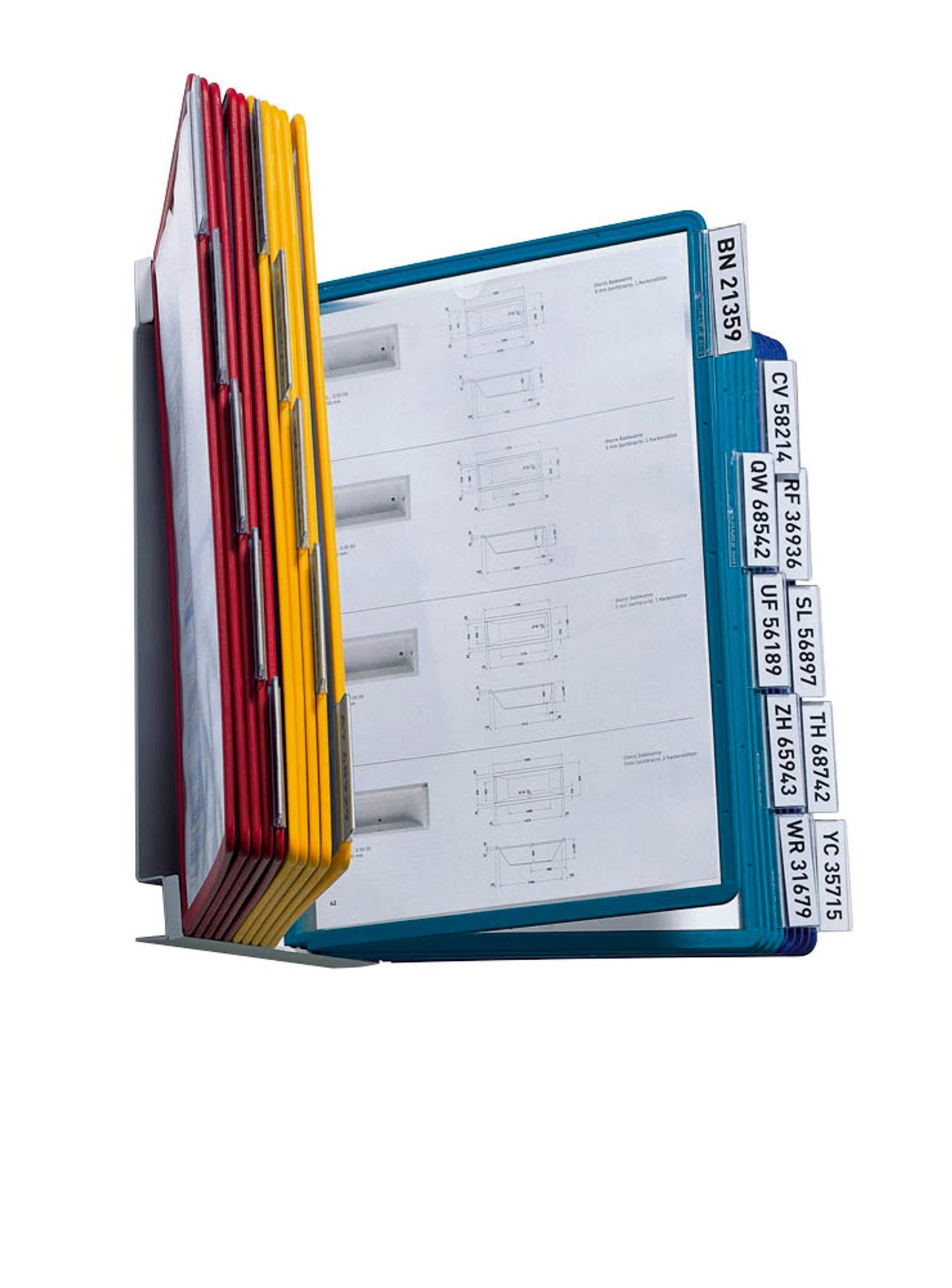 DURABLE Wand-Sichttafelsystem VARIO® WALL DIN A4 farbsortiert mit Sichttafeln