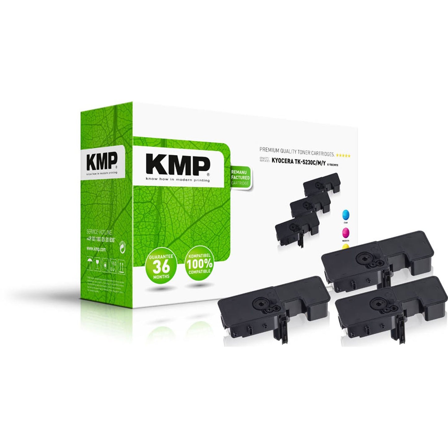 KMP K-T83CMYX cyan, magenta, gelb Toner kompatibel zu KYOCERA TK-5230C/M/Y, 3er-Set | 2911,3030 | 1 Pack = 3 St.