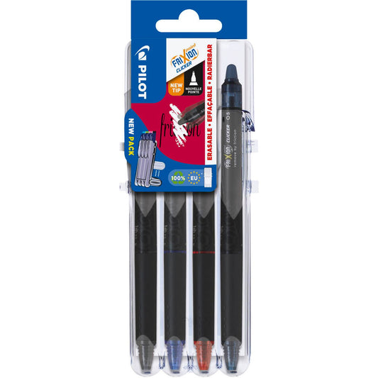 PILOT FRIXION point CLICKER 2 Go Tintenroller-Set schwarz 0,3 mm, Schreibfarbe: farbsortiert | BLRT-FRP5-SET2GO | 1 Pack = 4 St.