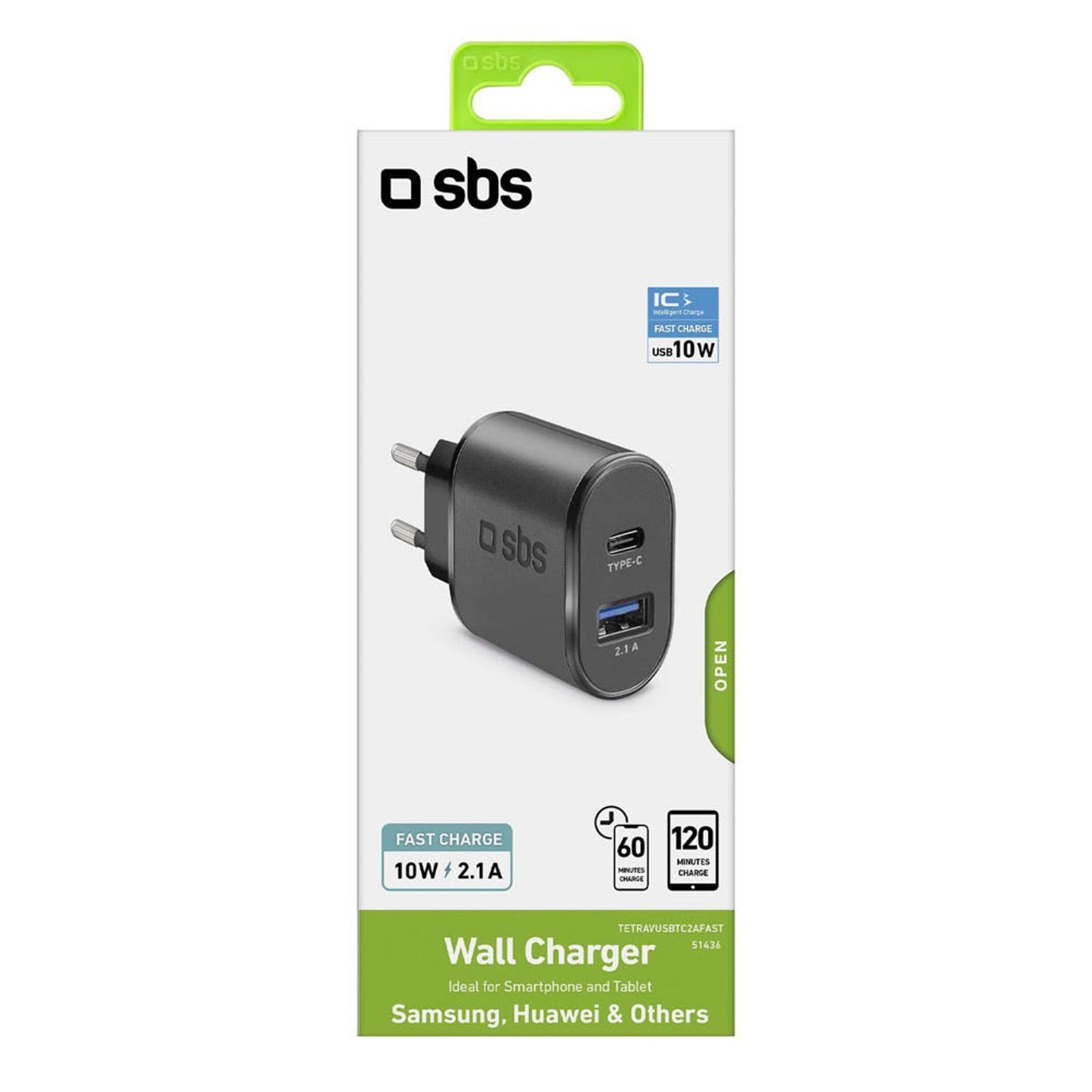 sbs Ladeadapter schwarz, 15 Watt | TETRAVUSBTC2AFAST