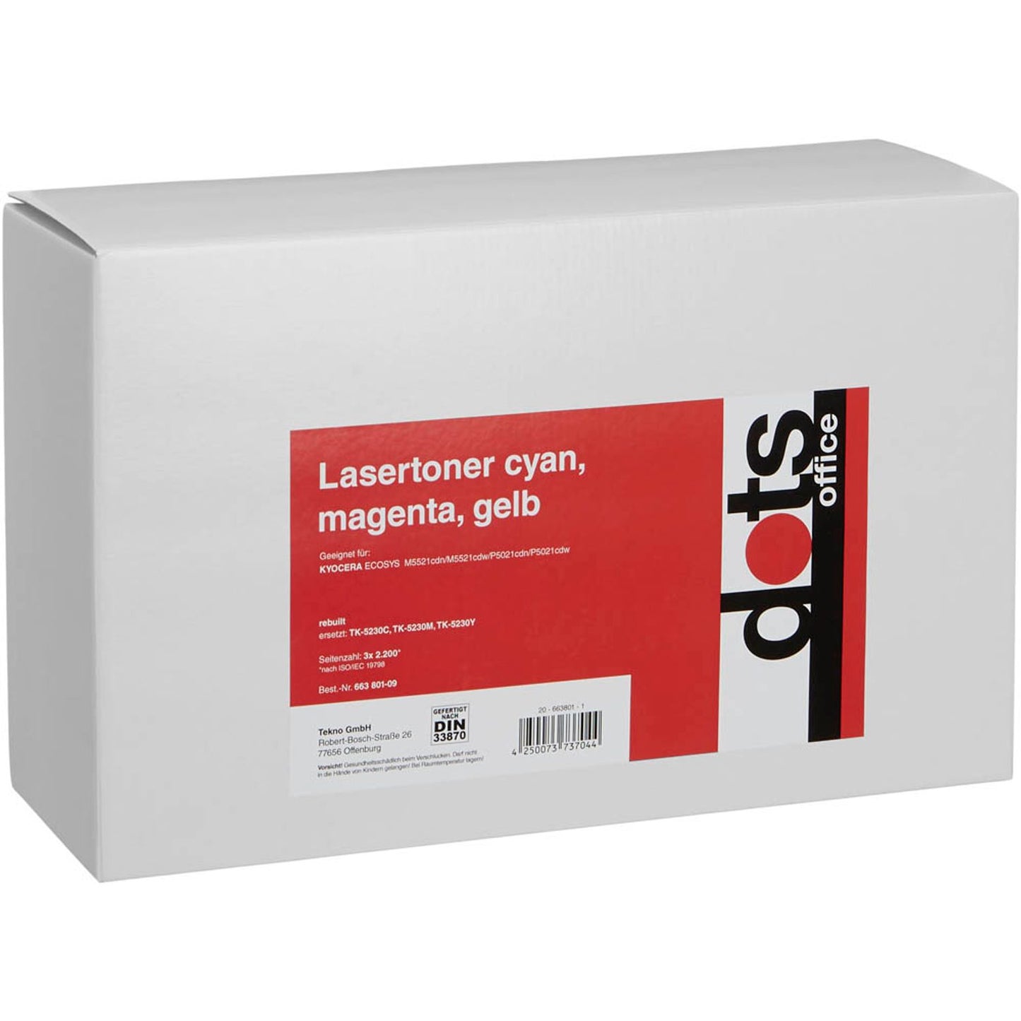 dots cyan, magenta, gelb Toner kompatibel zu KYOCERA TK-5230C/M/Y, 3er-Set | 2911,3030-DOTS | 1 Pack = 3 St.