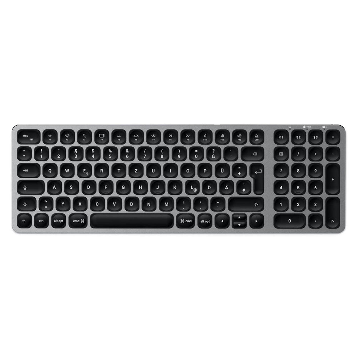 SATECHI Compact Backlit Bluetooth Tastatur kabellos grau, silber | ST-ACBKM-DE