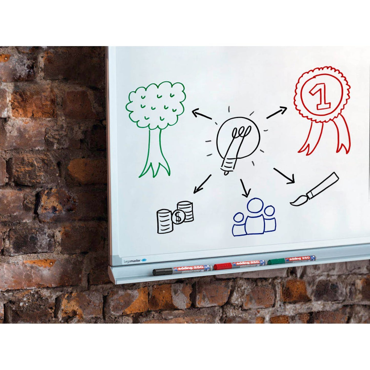 edding 250 Whiteboard-Marker farbsortiert 1,5 - 3,0 mm | 4-250-4-2 | 1 Pack = 4 St.