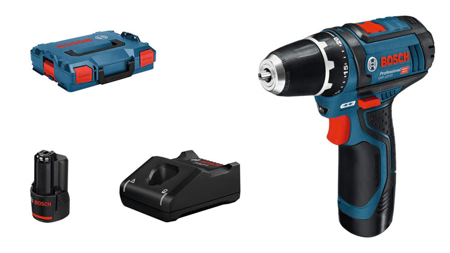 BOSCH Professional GSR 12V-15 Akku-Bohrschrauber-Set 12,0 V, mit 2 Akkus