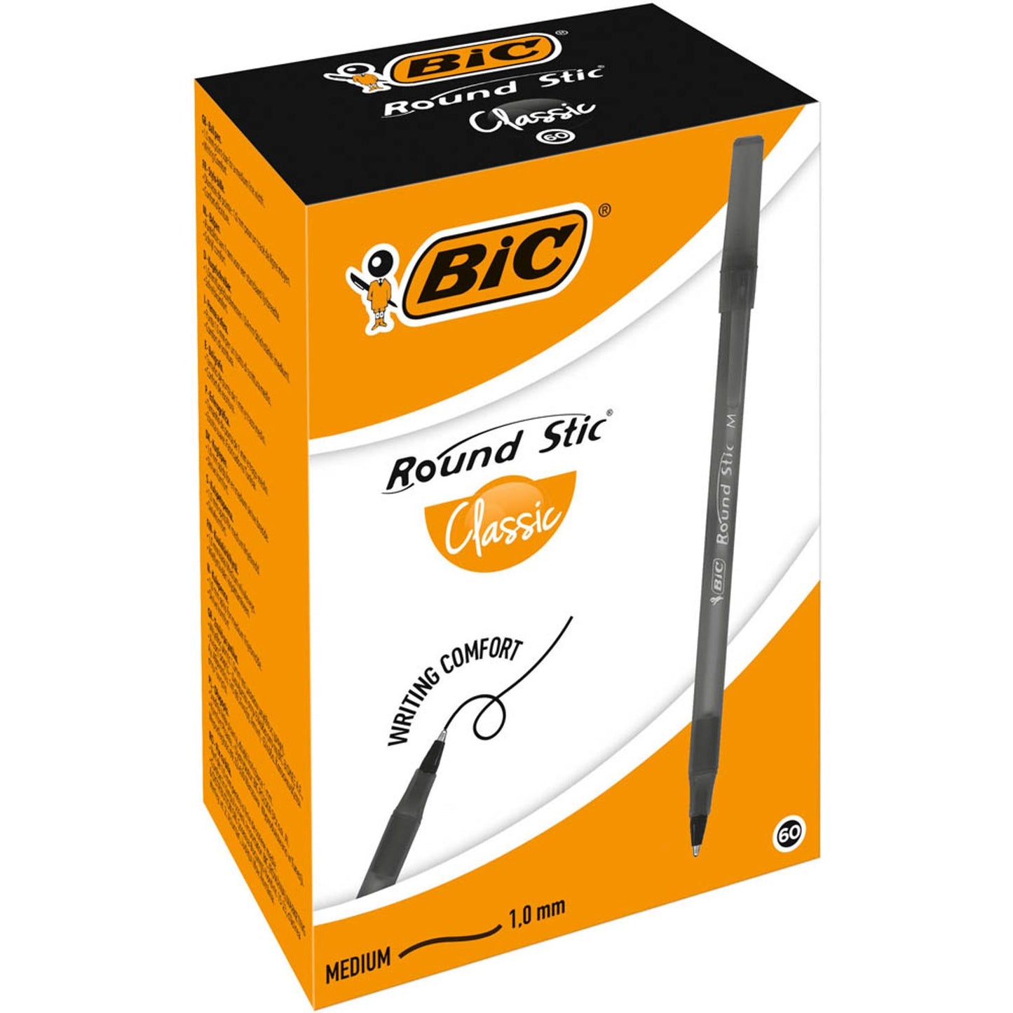 BIC Kugelschreiber Round Stic Simply schwarz, Schreibfarbe: schwarz | 9205683 | 1 Pack = 60 St.