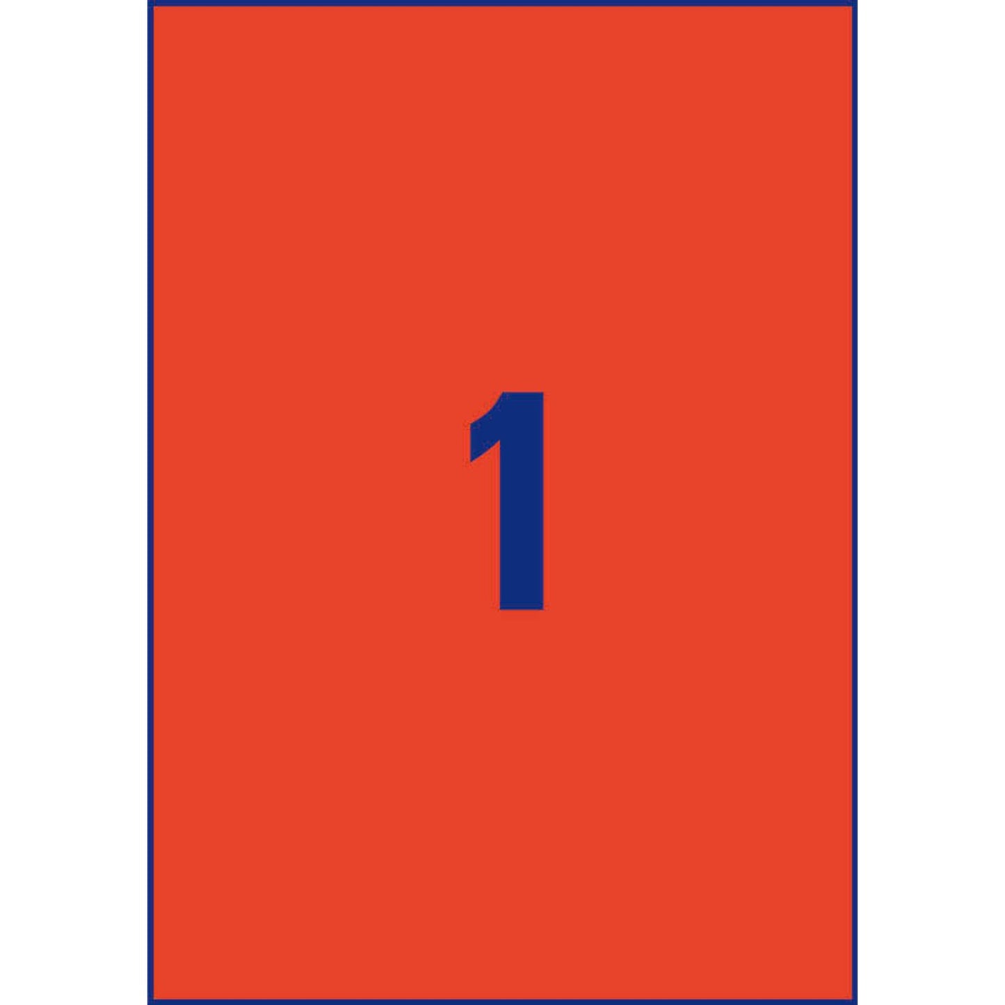 AVERY Zweckform Etiketten rot 210,0 x 297,0 mm | 3470 | 1 Pack = 100 Blatt