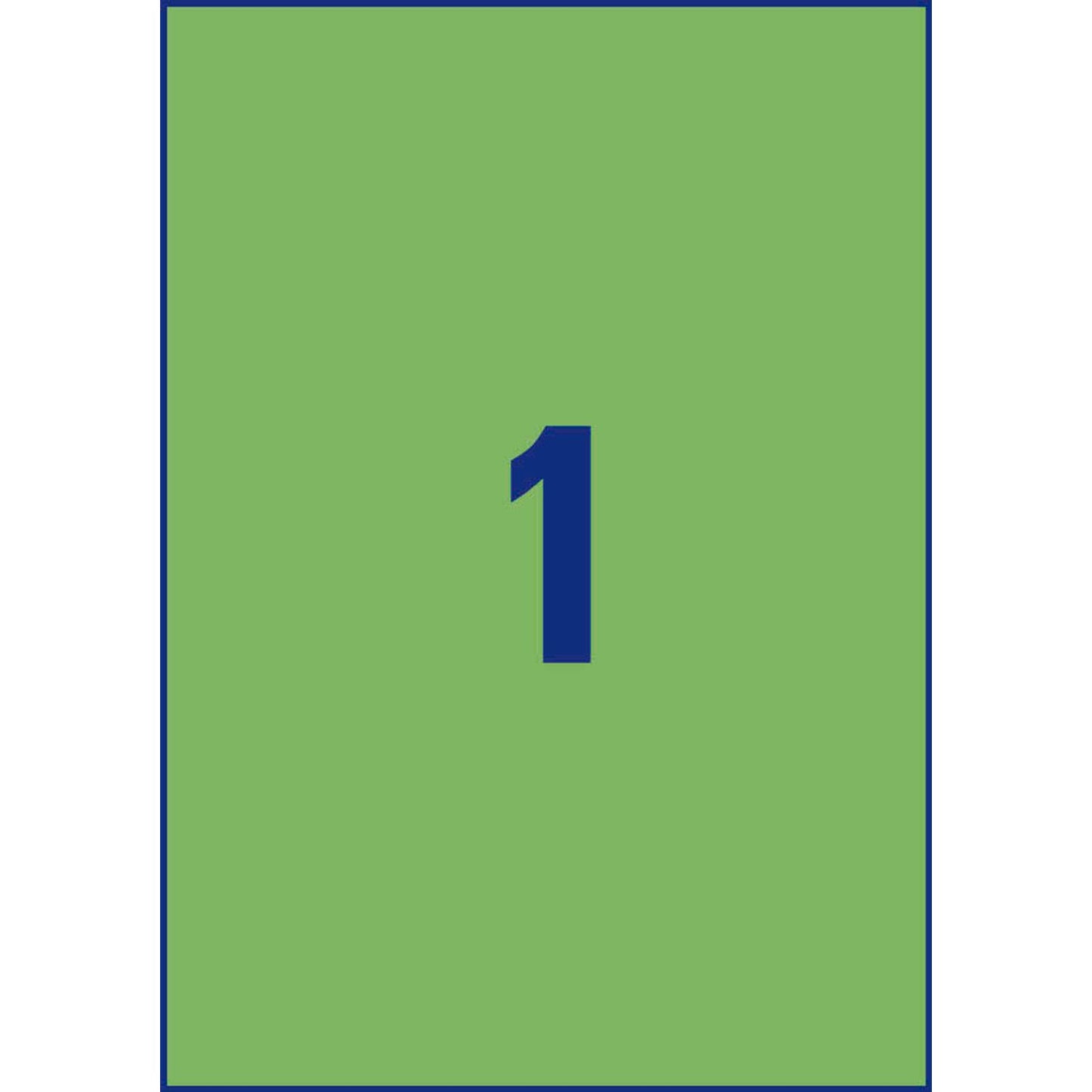 AVERY Zweckform Etiketten grün 210,0 x 297,0 mm | 3472 | 1 Pack = 100 Blatt