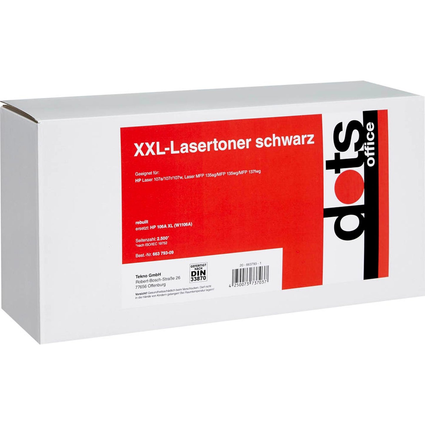 dots schwarz Toner kompatibel zu HP 106A XL (W1106A) | 2556,5000-DOTS
