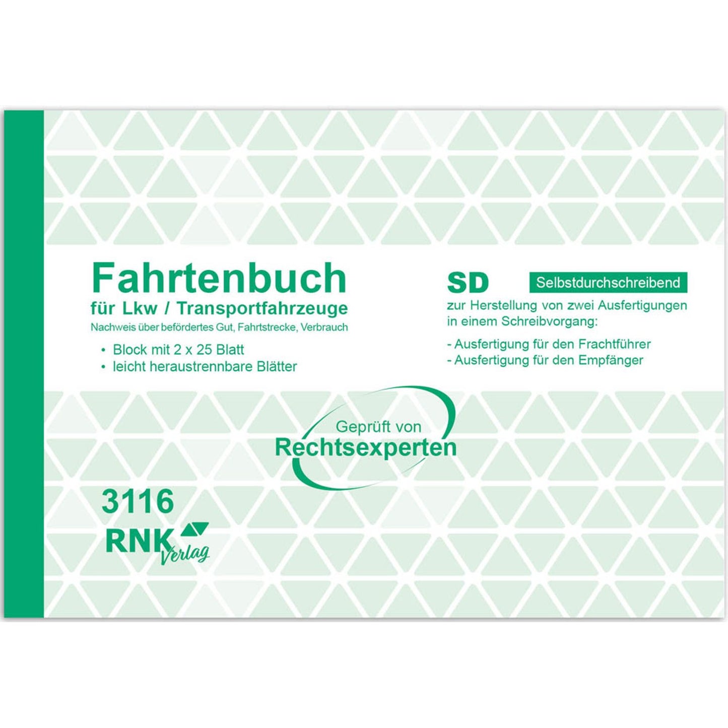 RNK-Verlag Fahrtenbuch, Lkw mit Kraftstoffverbrauch Formularbuch | 3116