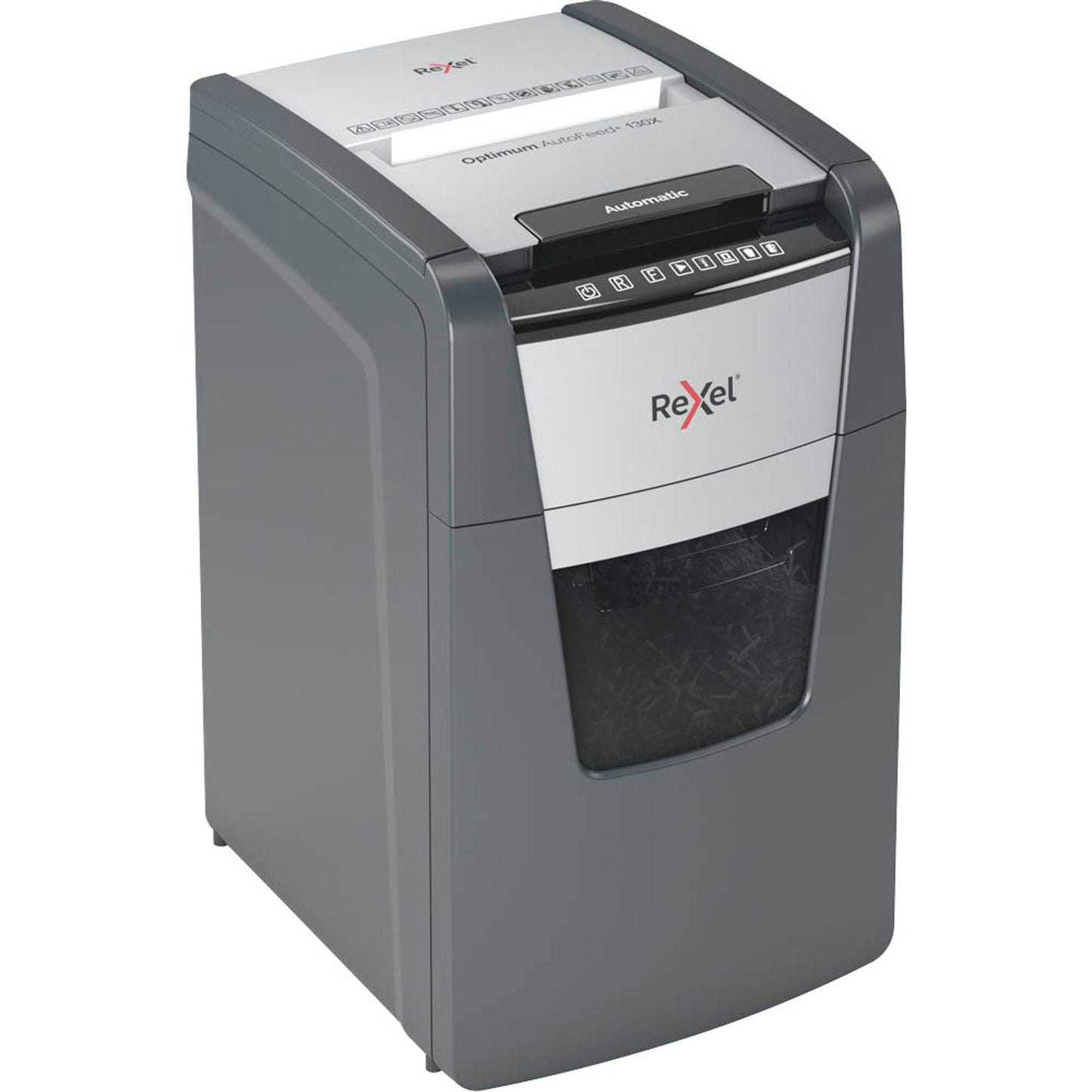 Rexel Optimum AutoFeed+ 130X Aktenvernichter mit Partikelschnitt P-4, 4 x 28 mm, bis , schwarz | 2020130,00 XEU