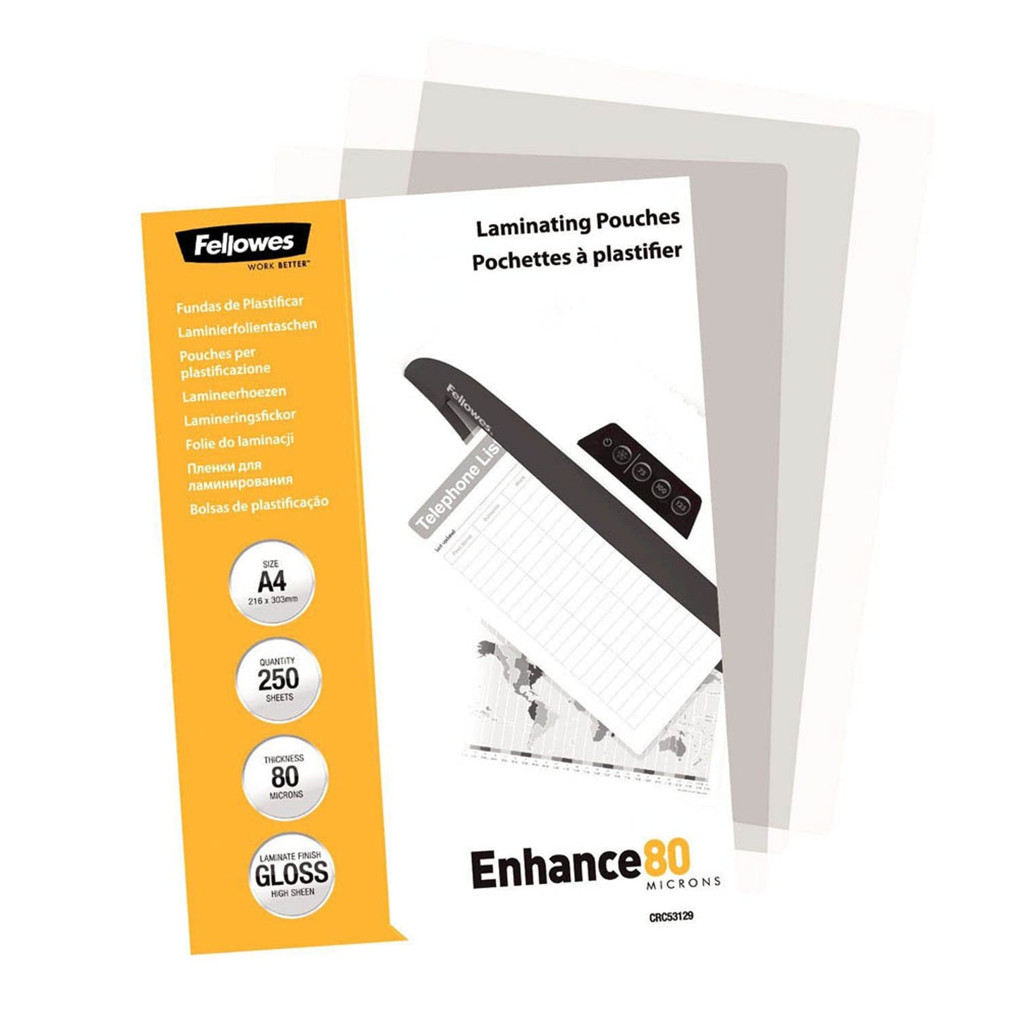 250 Fellowes Laminierfolien glänzend für A4,