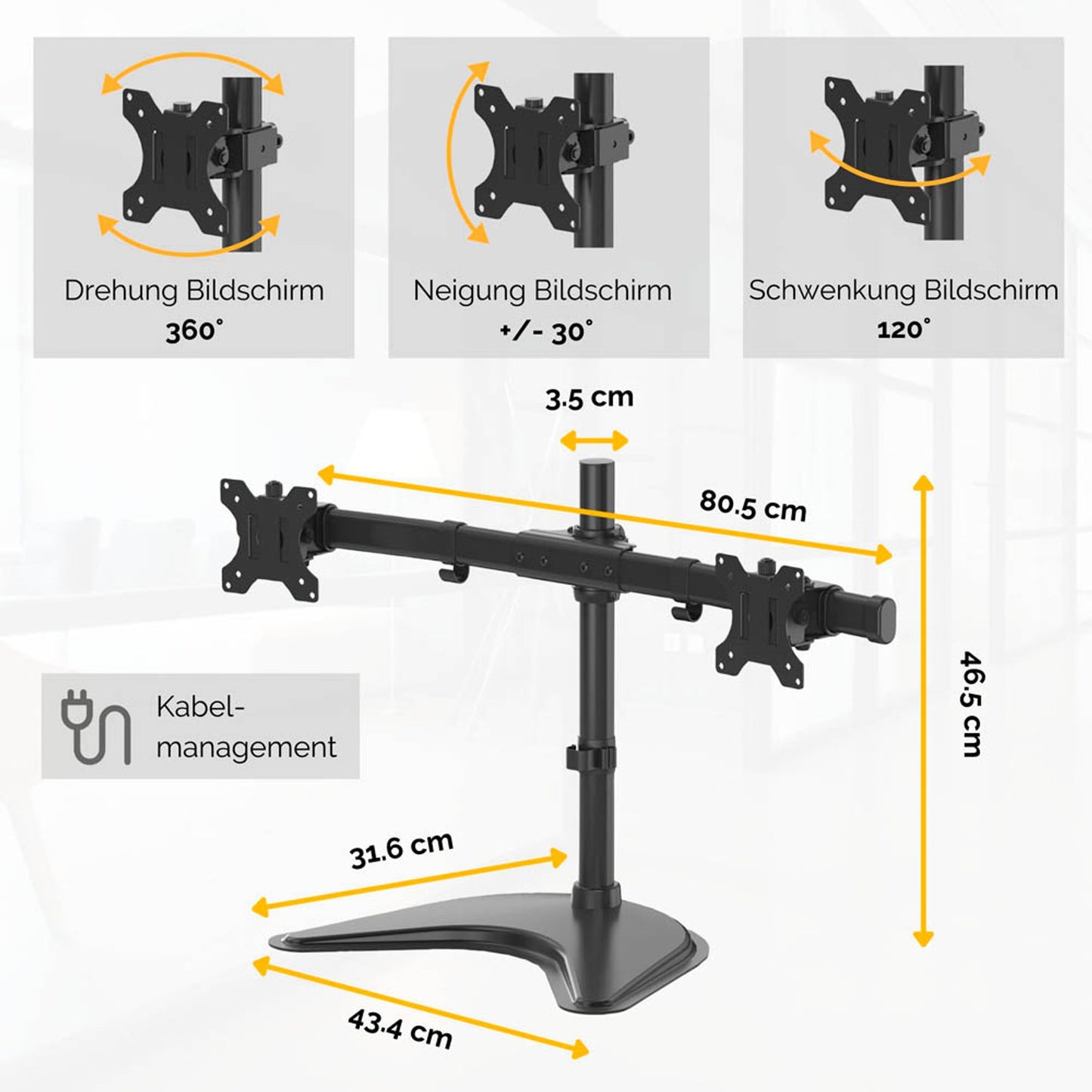 Fellowes Monitor-Halterung Seasa schwarz für 2 Monitore, Tischständer | 8043701