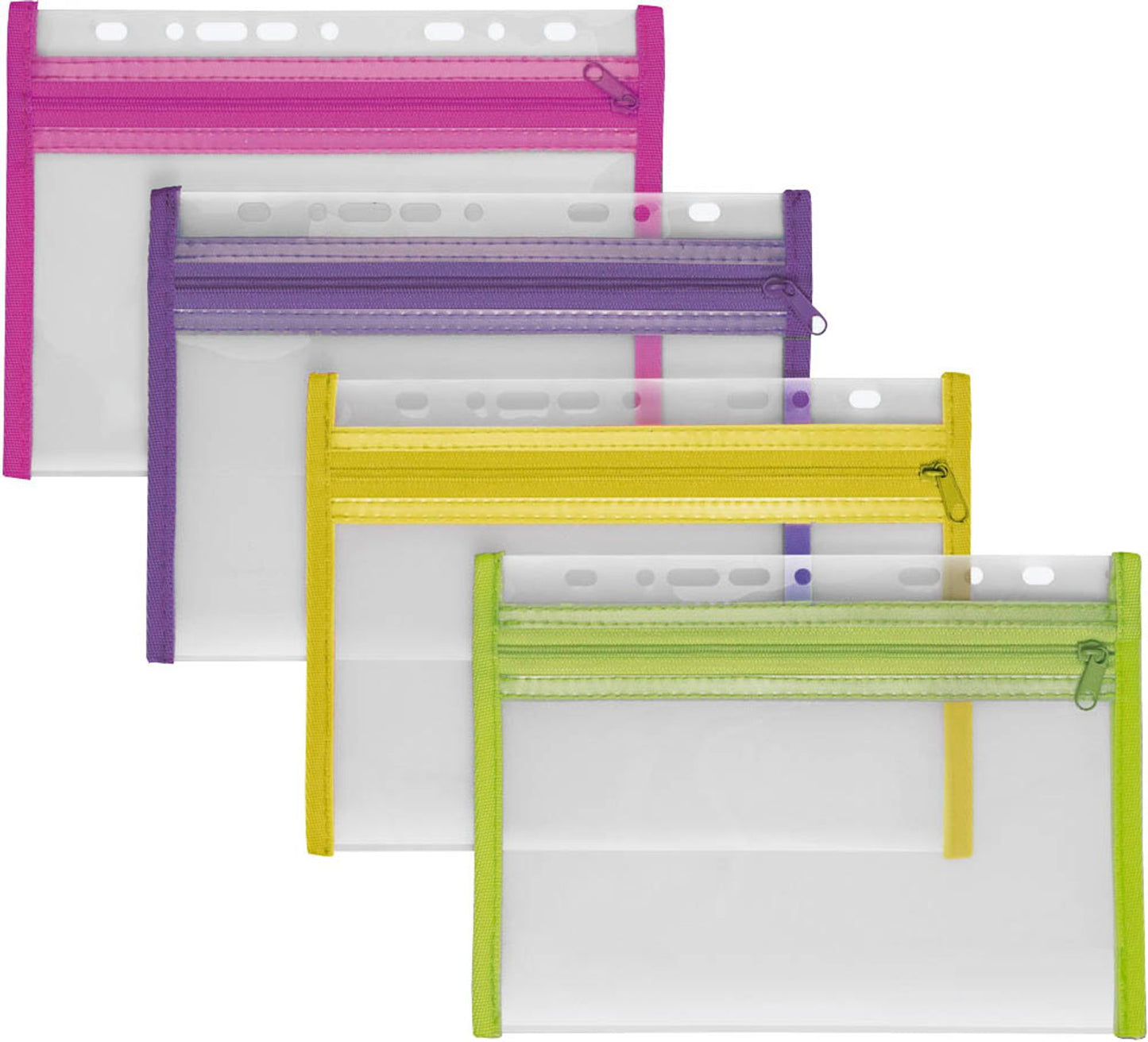 VELOFLEX Reißverschlussbeutel VELOBAG® transparent/pink, lila, grün, gelb 0,3 mm, 4 St.