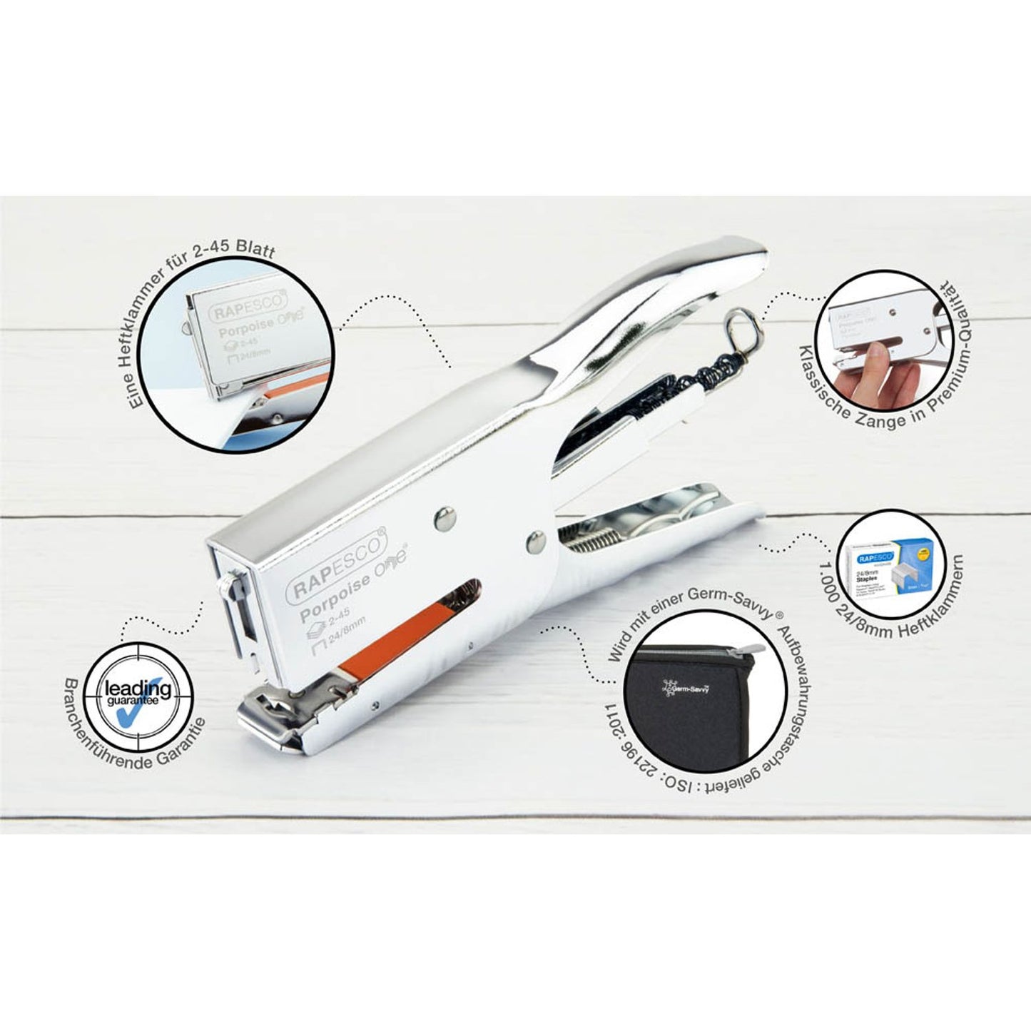 RAPESCO® Heftzange Germ-Savvy Porpoise ONE silber | 1626