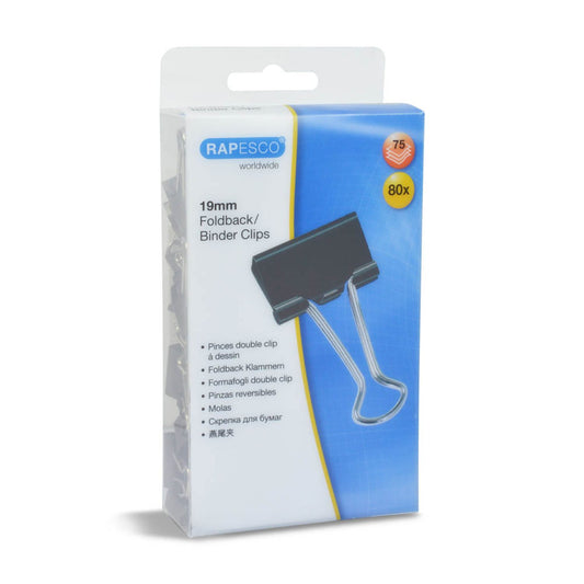 RAPESCO® Foldbackklammern schwarz 1,9 cm | 1429 | 1 Pack = 80 St.