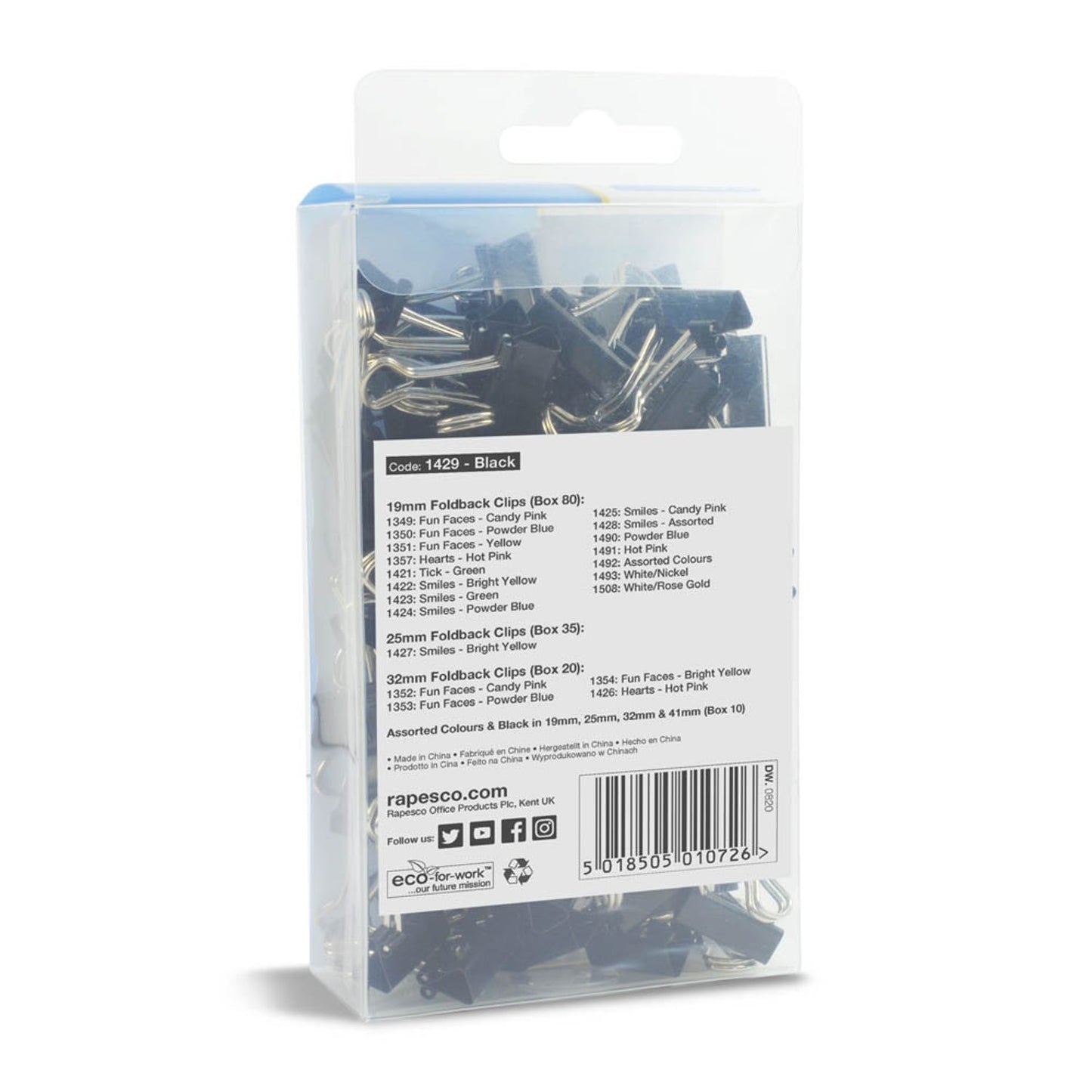 RAPESCO® Foldbackklammern schwarz 1,9 cm | 1429 | 1 Pack = 80 St.