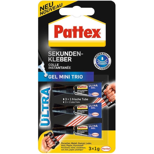 Pattex Gel Mini Trio Sekundenkleber 1,0 g | 9H PSMG3 | 1 Pack = 3 St.