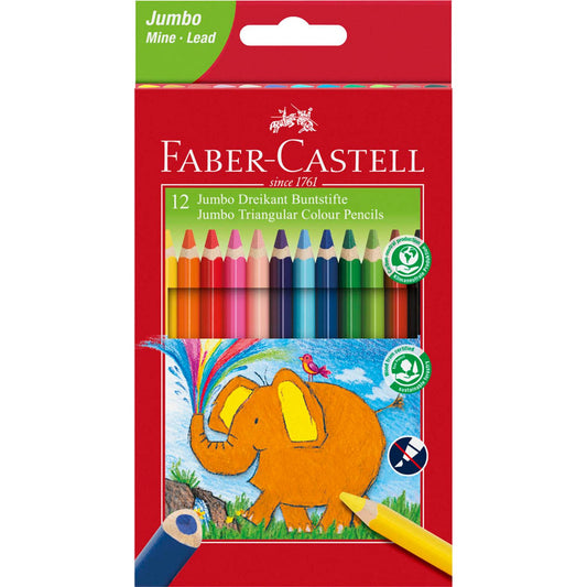 FABER-CASTELL Jumbo Buntstifte farbsortiert | 116501 | 1 Pack = 12 St.