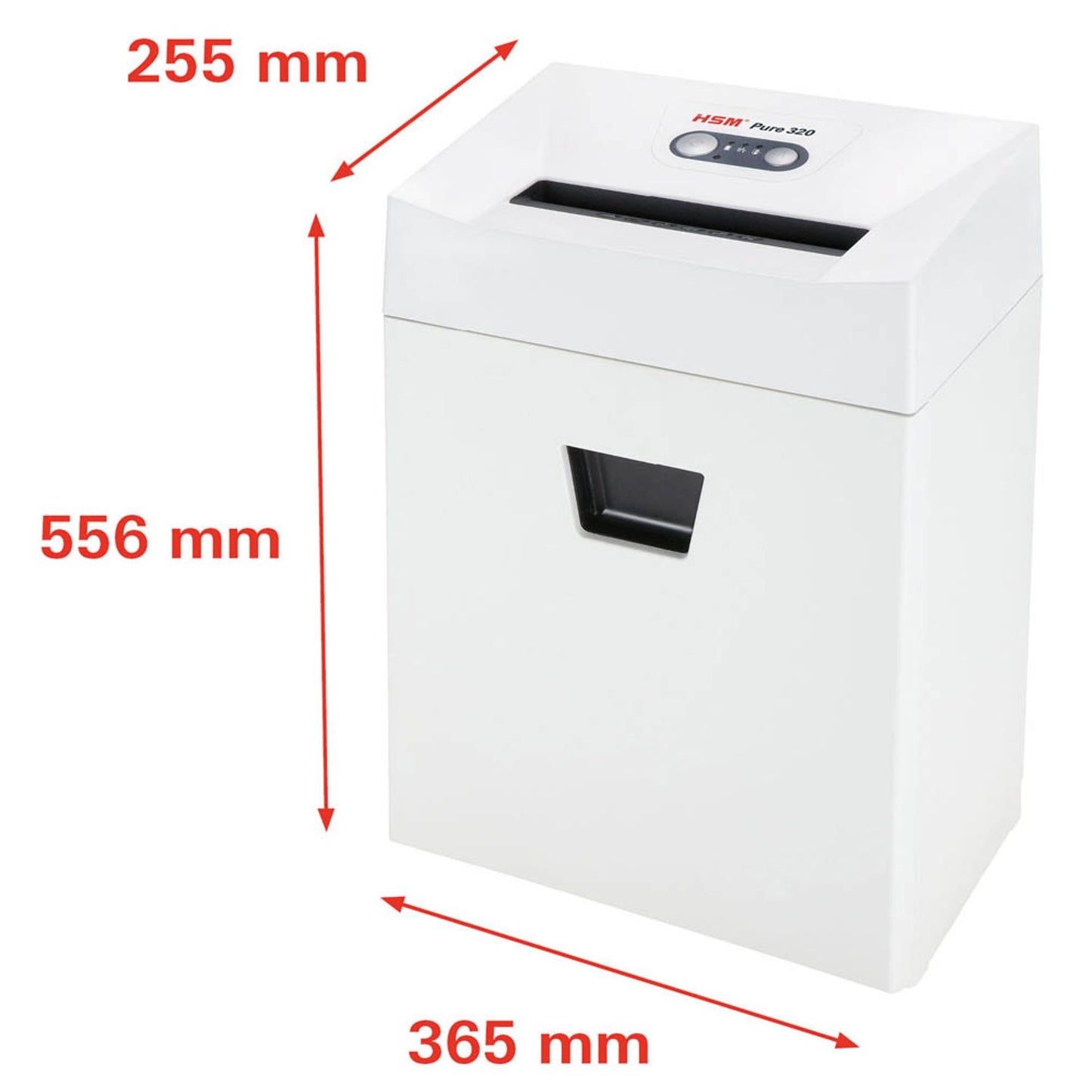 HSM Pure 320 Aktenvernichter mit Streifenschnitt P-2, 5,8 mm, bis , weiß | 2331121