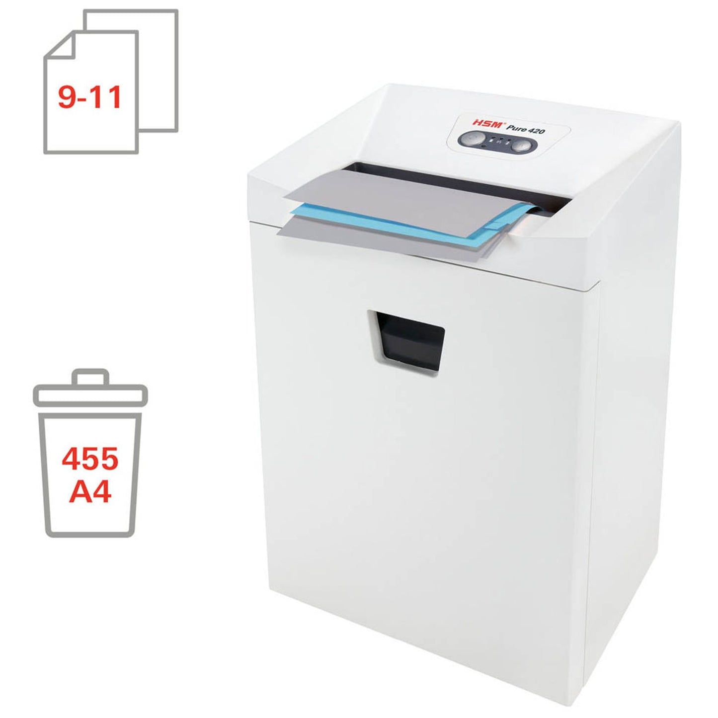 HSM Pure 420 Aktenvernichter mit Partikelschnitt P-5, 1,9 x 15 mm, bis , weiß | 2342111