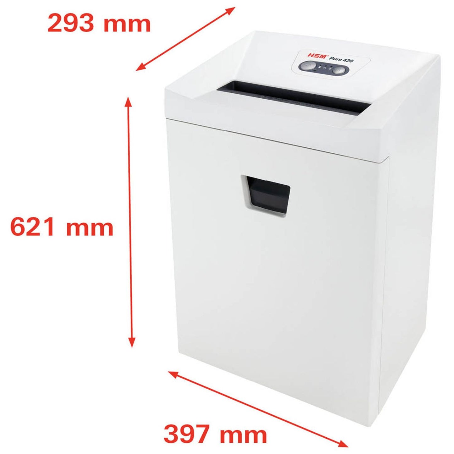 HSM Pure 420 Aktenvernichter mit Partikelschnitt P-4, 4,5 x 30 mm, bis , weiß | 2343111