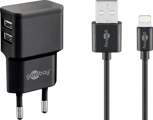 goobay Ladekabel mit Adapter, 12 Watt