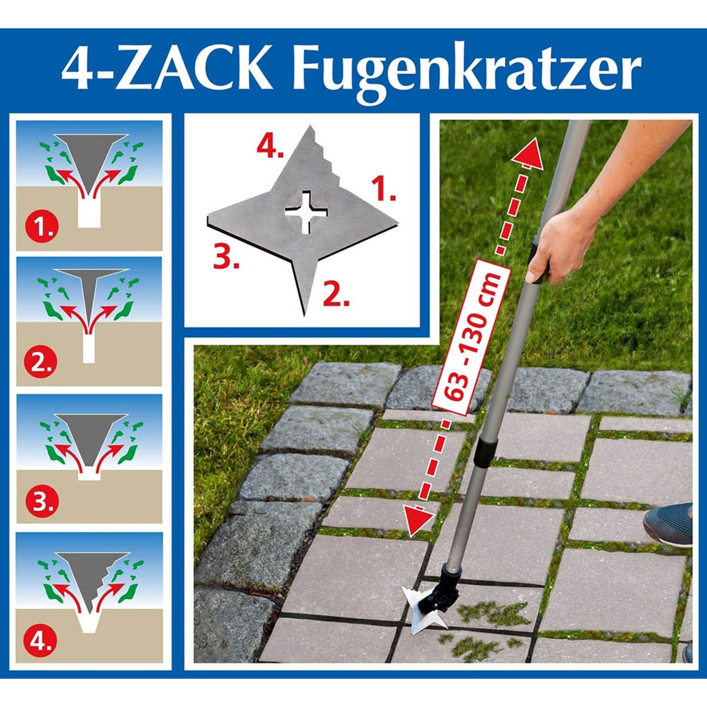 Maximex Fugenkratzer 4-Zack 63,0 - 130,0 cm | 9945690500