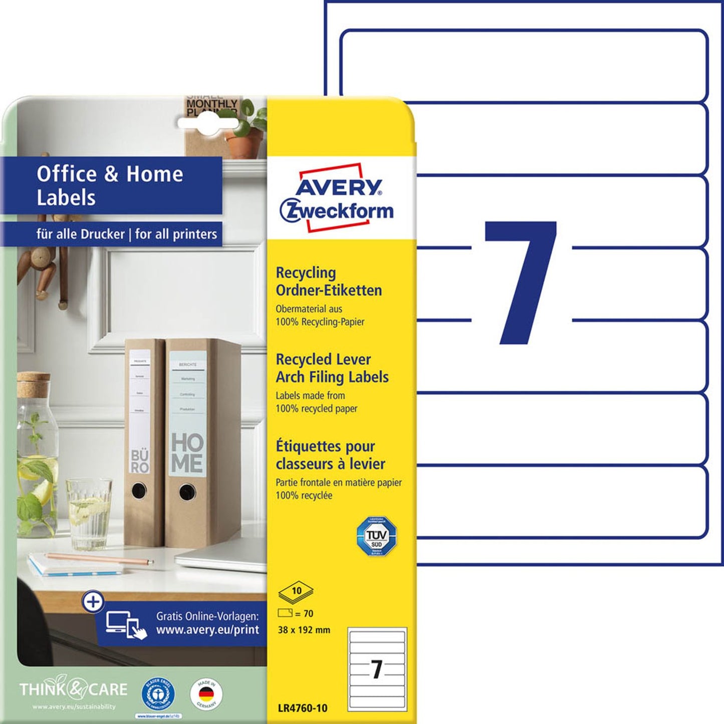AVERY Zweckform Ordneretiketten weiß | LR4760-10 | 1 Pack = 10 St.
