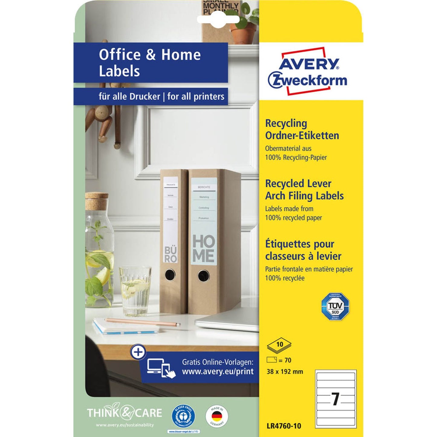 AVERY Zweckform Ordneretiketten weiß | LR4760-10 | 1 Pack = 10 St.