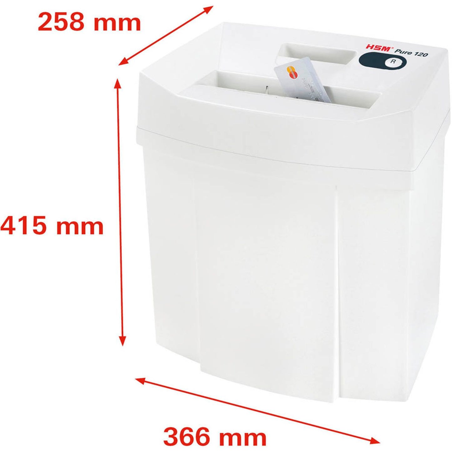 HSM Pure 120 Aktenvernichter mit Streifenschnitt P-2, 3,9 mm, bis , weiß | 2310111