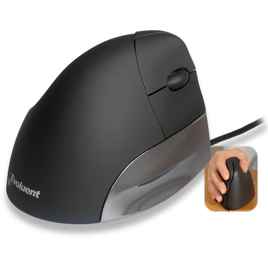 Evoluent Vertical Mouse Standard rechts Maus ergonomisch kabelgebunden schwarz, silber | VMSR
