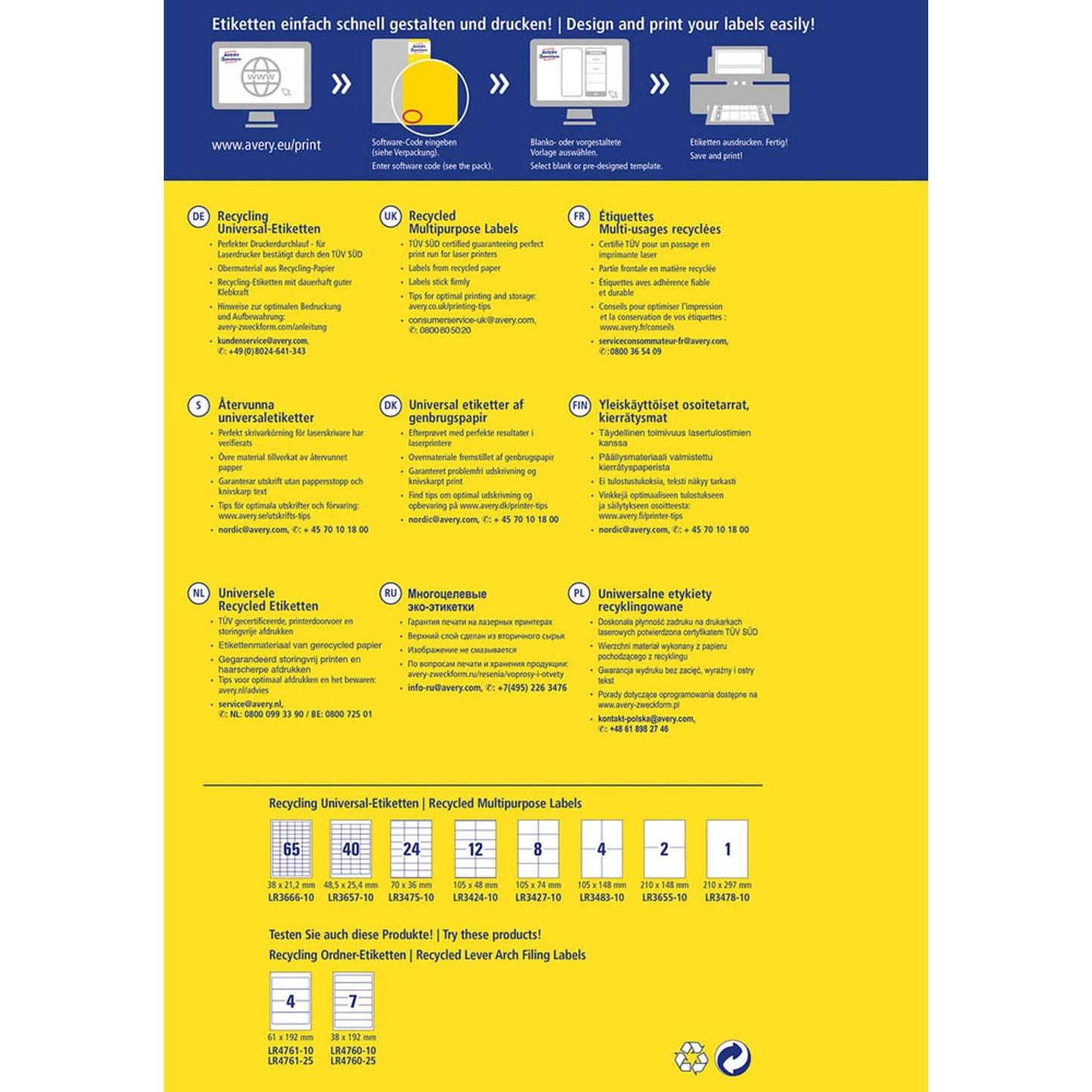 AVERY Zweckform Etiketten weiß 210,0 x 148,0 mm | LR3655-10 | 1 Pack = 10 Blatt