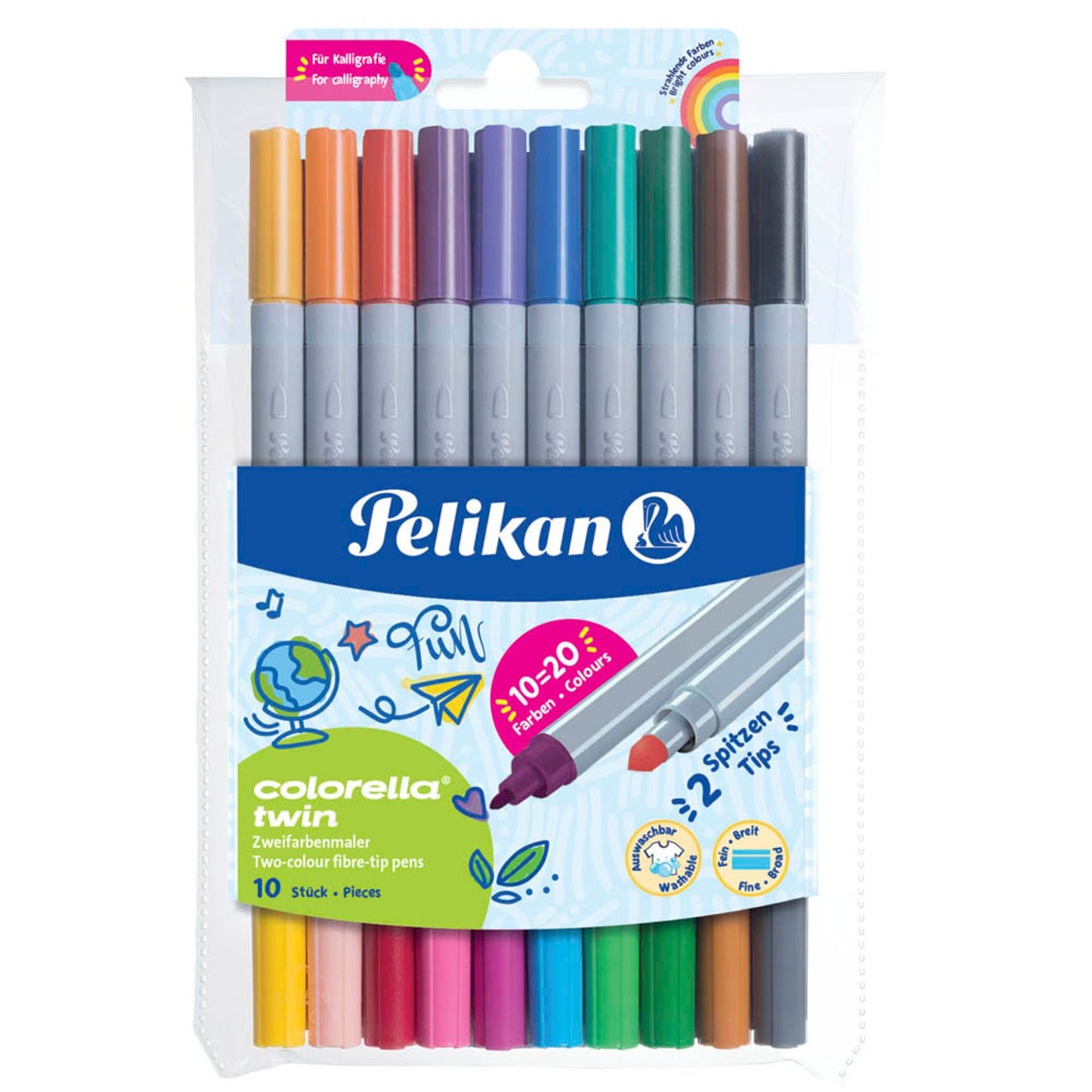 Pelikan Colorella Twin Filzstifte farbsortiert | 100436106 | 1 Pack = 10 St.