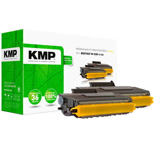 KMP B-T30D schwarz Toner kompatibel zu brother TN-3280, 2er-Set | 1255,HC21 | 1 Pack = 2 St.