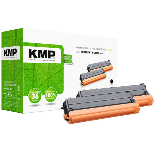 KMP B-T98D schwarz Toner kompatibel zu brother TN-421BK, 2er-Set | 1265,0021 | 1 Pack = 2 St.