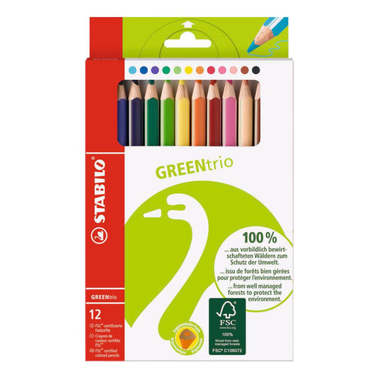 STABILO GREENtrio Buntstifte farbsortiert | 6203/12 | 1 Pack = 12 St.