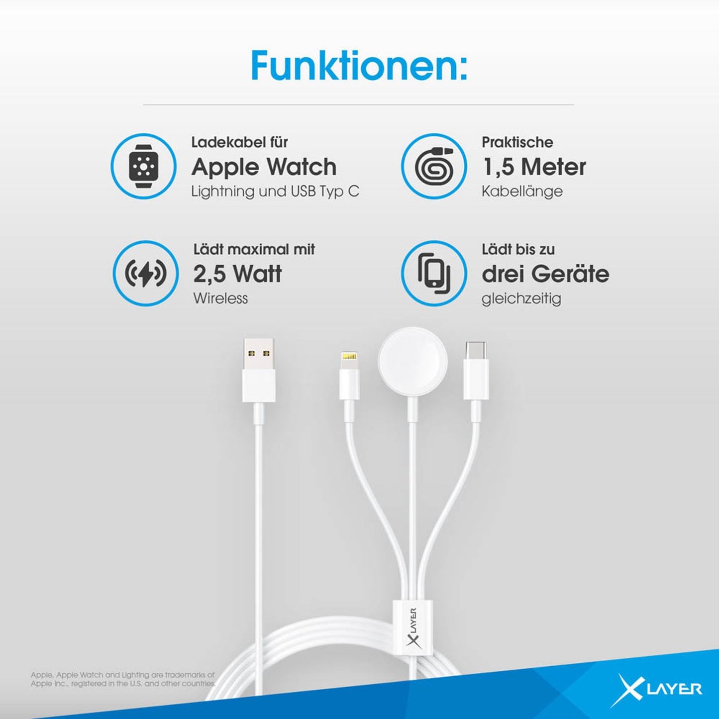 XLAYER Induktive Ladestation weiß, Kabellänge: 1,5 m, 22,5 Watt | 219321