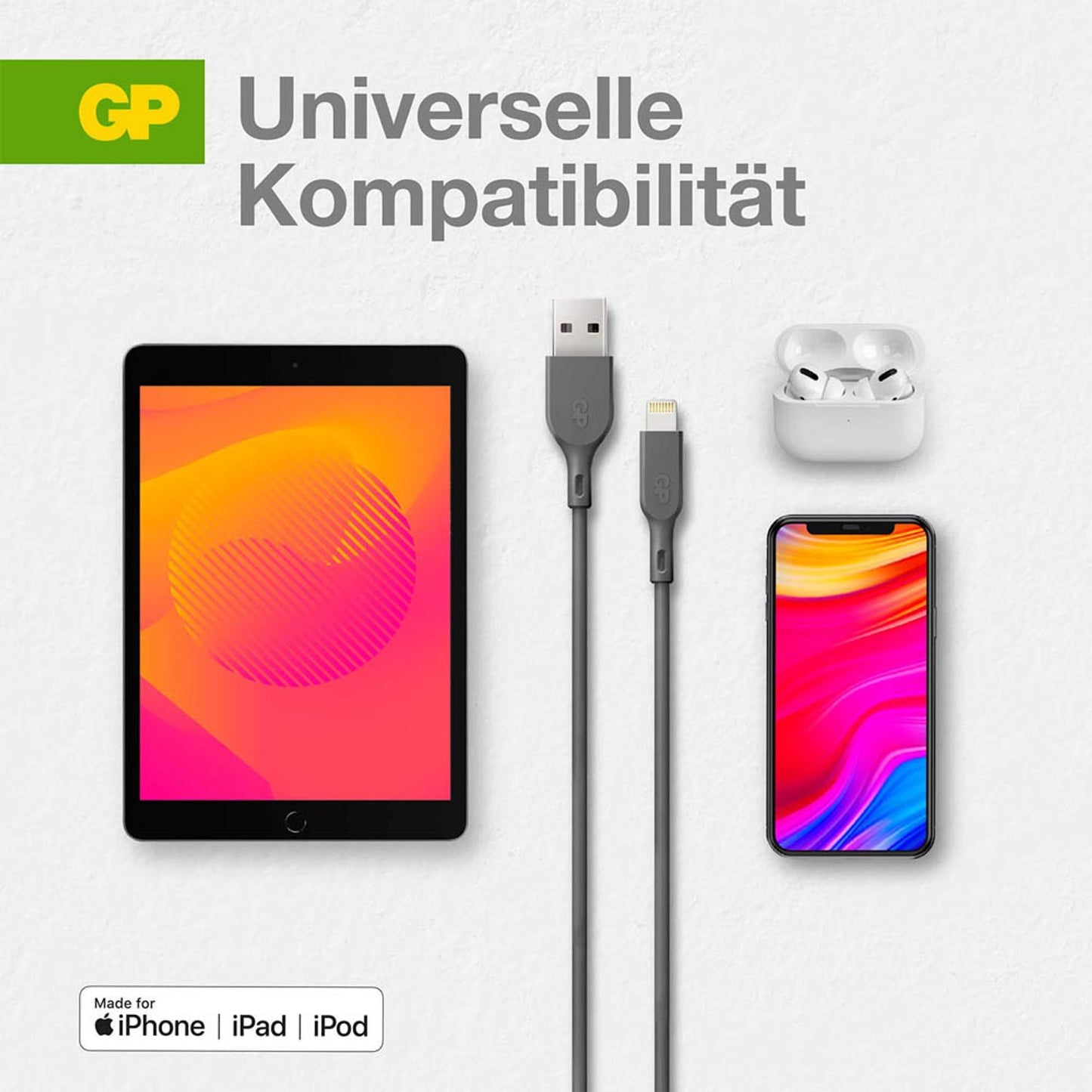 GP USB 2.0 A/Lightning Kabel 1,0 m grau | GPCBCl1NGYUSB160