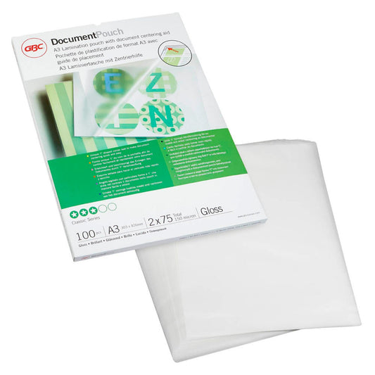 100 GBC Laminierfolien glänzend 75 micron
