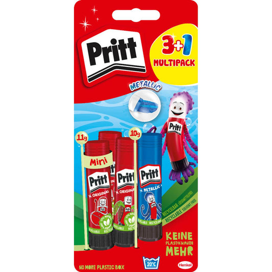 Pritt + 1 GRATIS: 3 Klebestifte 3x 11,0 +10,0 g + GRATIS | 9H PBS4B | 1 Pack = 3 St.