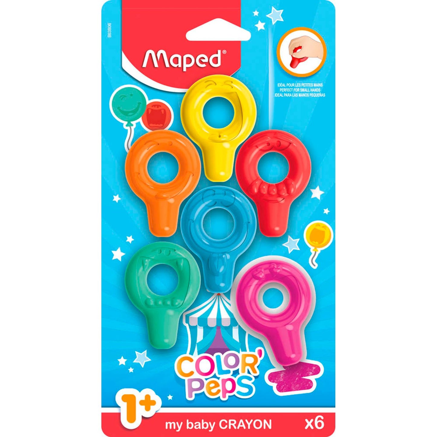 maped COLOR'PEPS Wachsmalkreiden farbsortiert | 863806 | 1 Pack = 6 St.
