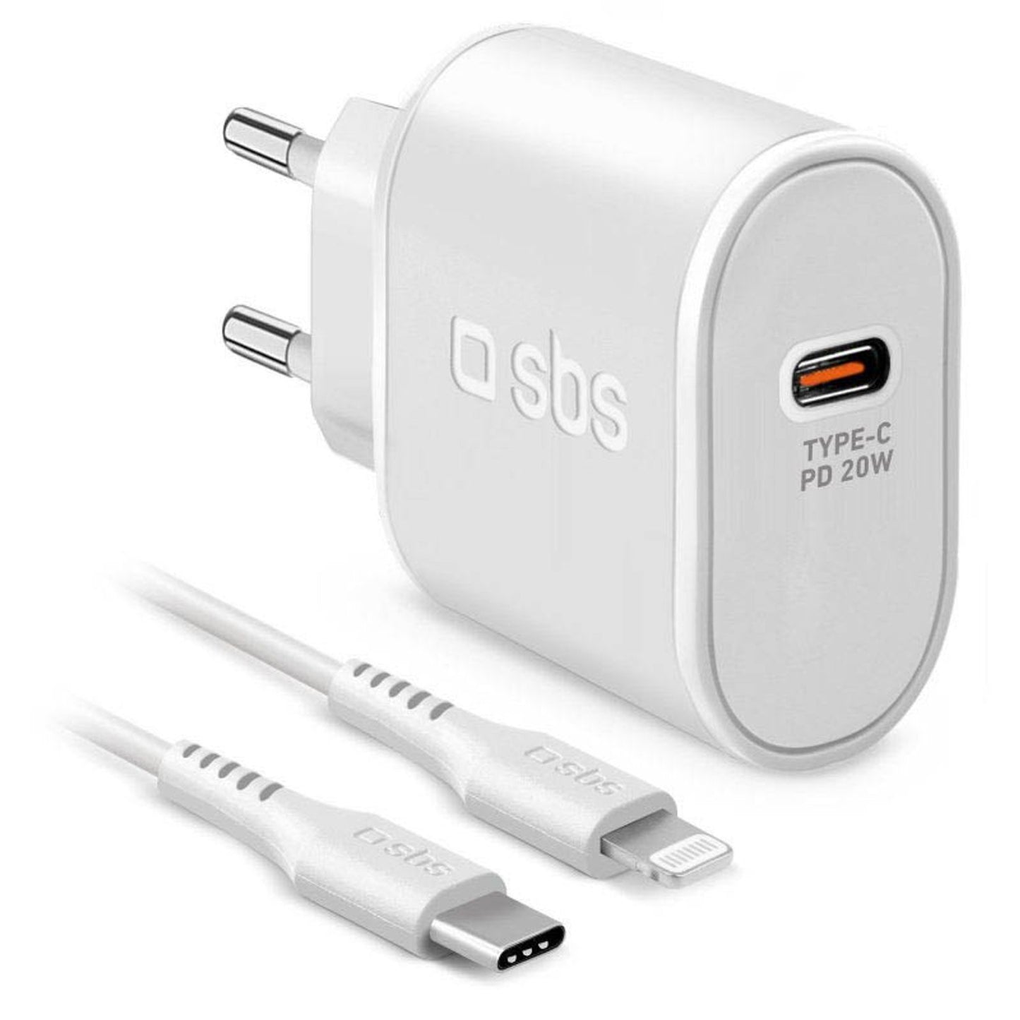 sbs Ladekabel mit Adapter weiß, Kabellänge: 1,0 m, 20 Watt | TETRKITPD20LIGW
