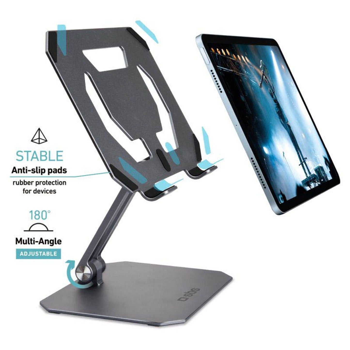 sbs Tablet-Ständer grau für 1 Tablet, Tischständer | TASTANDALLUM