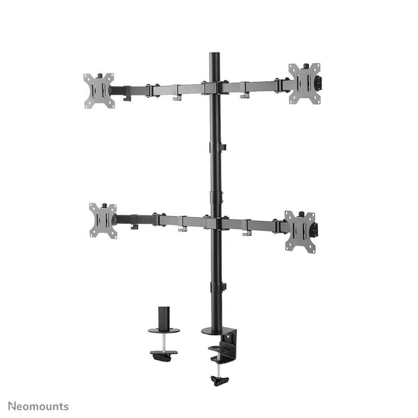 Neomounts Monitor-Halterung schwarz für 4 Monitore, Tischklemme, Tischbohrung | FPMA-D550D4BLACK