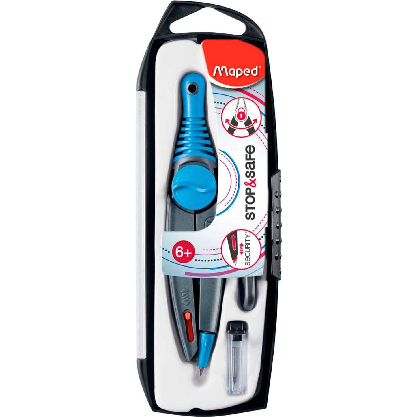 maped Zirkel STOP&SAFE blau, lila oder rot | 192511